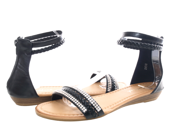 Damen  Sandalen Sommerschuhe Sandaletten Black # 62